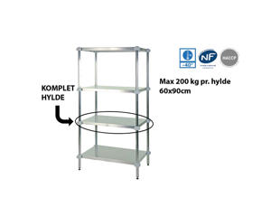 Fødevarereol komplet hylde d60x90cm