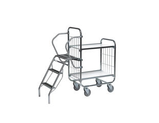 Hyldevogn fleksibel 2 hylder+stige 95 cm