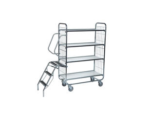 Hyldevogn fleksibel 4 hylder+stige 82 cm