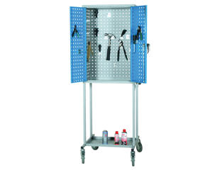 Værkstedsvogn mobil blå låger m. hulplad