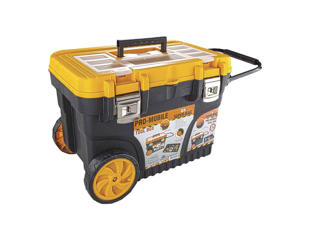 Værktøjskasse med hjul og håndtag