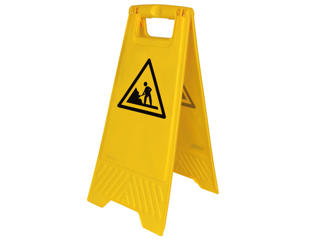 Advarselsskilt, 'Her arbejdes'