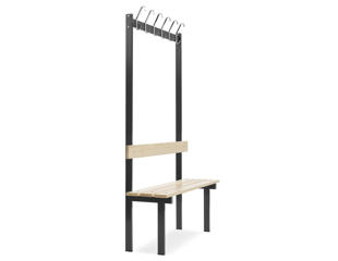 Enkelt bænk med knageræk. 110 cm