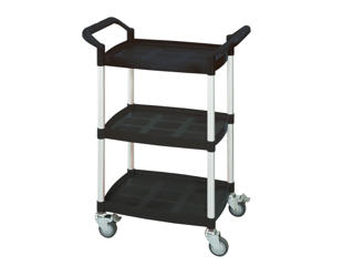 Lille rullebord i plast 3 hylder, sort 37x65,5x90h cm.