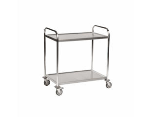 Rullebord 2 hylder, stor. Rustfri