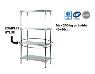 Fødevarereol komplet hylde d40x90cm