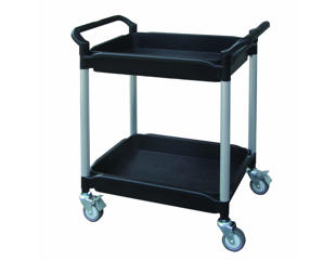 Rullebord i plast, 2 dybe hylder, sort 49x87x99h cm.