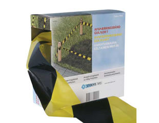 Afspærringsbånd - gul/sort, 500 m.