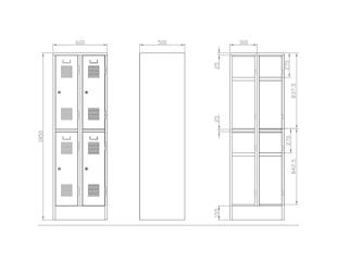Omklædningsskab 2x2 rum 50 x 60 x 185h cm.