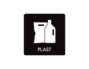 Pictogram 'PLAST', sort/hvid