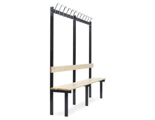 Enkelt bænk med knageræk. 200 cm fyr