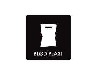 Pictogram 'BLØD PLAST', sort/hvid
