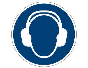 Advarselsklistermærke "Anvend hørebeskyttelse"