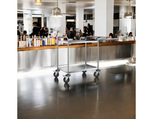 Rullebord m. 2 hylder, rustfri. Blanco