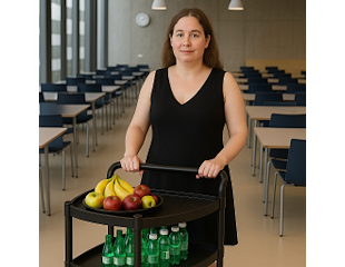 Rullebord i plast 3 hylder, 52x110x102h. Sorte søjler