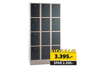 Personaleboks UniBox 3x4 rum. Mørkegrå