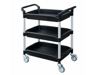 Rullebord i plast 3 dybe hylder, 49x87x105h cm.