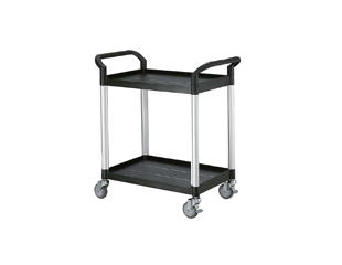 Rullebord i plast 2 hylder, sort