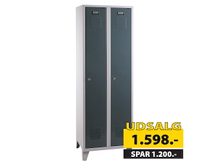 Omklædningsskab UniCabin 2 rum. Mørkegrå