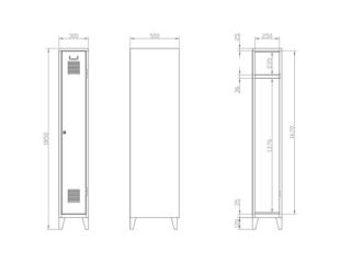 Omklædningsskab UniCabin 1 rum. Mørkegrå