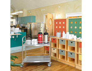 Rullebord 2 hylder, sarg. Rustfri