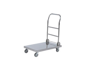 Rullebord lav plateauvogn, rustfri