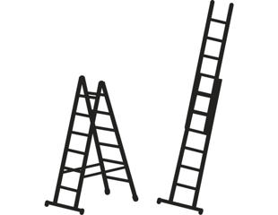 Kombi-skydestige 2-delt. 2x8 trin. 3,9m.