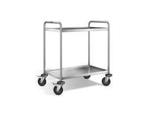 Rullebord m. 2 hylder, rustfri. Blanco