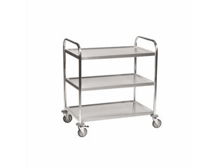 Rullebord 3 hylder, stor. Rustfri