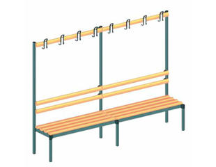 Enkelt bænk m/knagerække 196 cm.