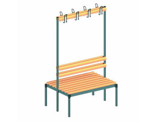Dobbeltsidet bænk m/knagerække, 100 cm.