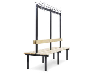 Dobbelt bænk med knageræk. 200 cm fyr