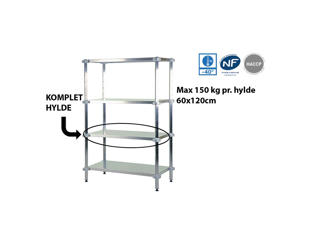 Fødevarereol komplet hylde d60x120cm