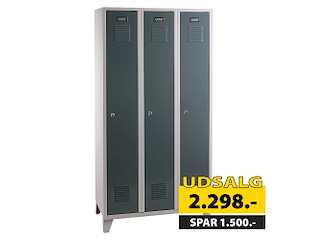 Omklædningsskab UniCabin 3 rum. Mørkegrå